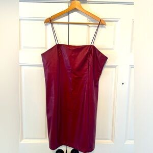 Wild Fable faux leather mini dress in berry